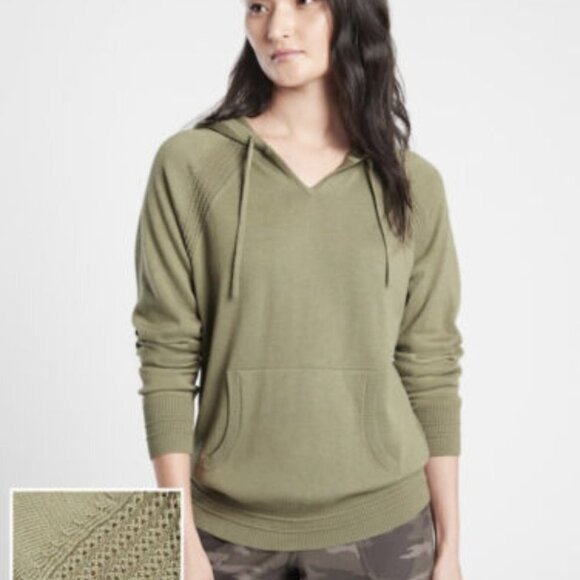 Athleta Sweaters - Athleta Evergreen Hoodie Knit Sweater Olive Green Size XS